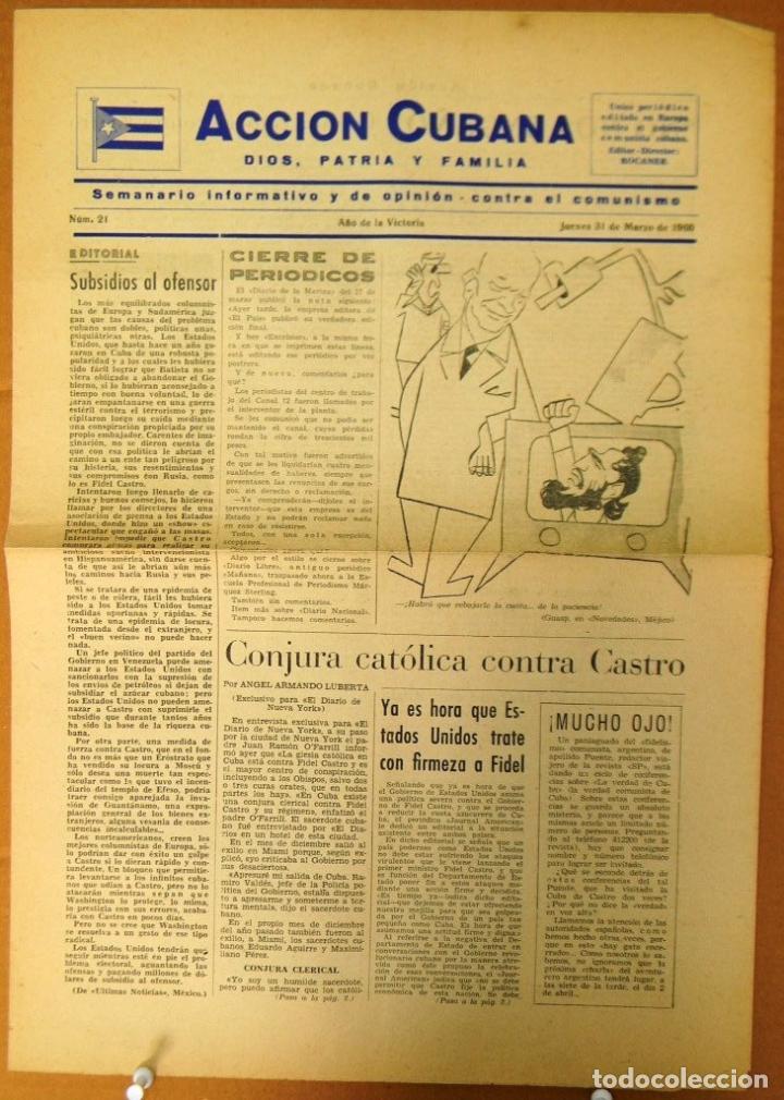 Ancient Manuscripts: BP-321 CUBA ESPA&Ntilde;A ANTICOMMUNIST NEWSPAPER ACCION CUBANA ESPA&Ntilde;A PRINTING 31/MAR/1960.