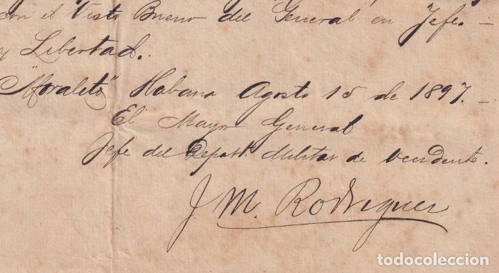 Ancient Manuscripts: BE747 CUBA SPAIN MAMBI SIGNED DOC 1897 MAYOR GENERAL JOSE MAYIA ROGRIGUEZ.