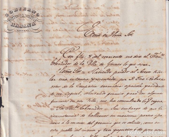 Manuscritos antiguos: BE763 CUBA SPAIN 1843 SIGNED CAPTAIN GENERAL O&acute;DONNELL JOSE ROBRE&Ntilde;O TEATHER. - Foto 2