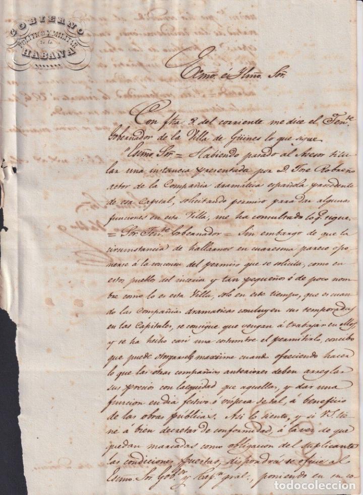 Manuscritos antiguos: BE763 CUBA SPAIN 1843 SIGNED CAPTAIN GENERAL O&acute;DONNELL JOSE ROBRE&Ntilde;O TEATHER. - Foto 4