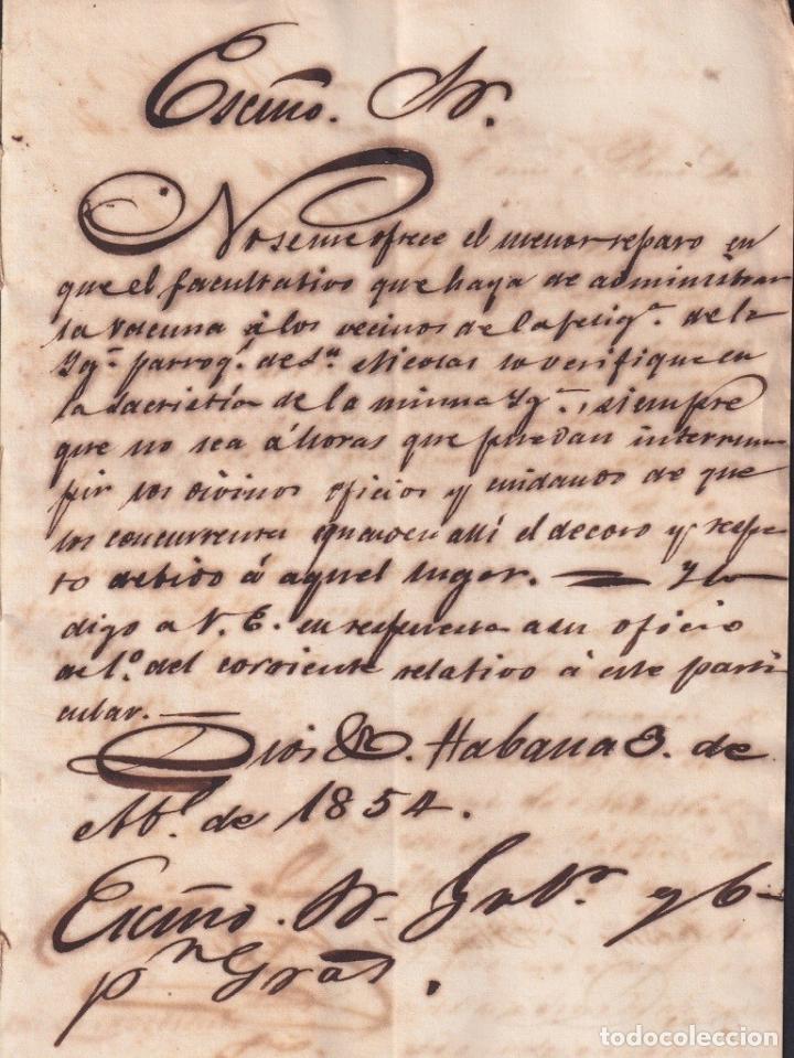 Ancient Manuscripts: BE757 CUBA SPAIN 1854 SIGNED CAPTAIN GENERAL CONDE DE LA PEZUELA VACCINE.