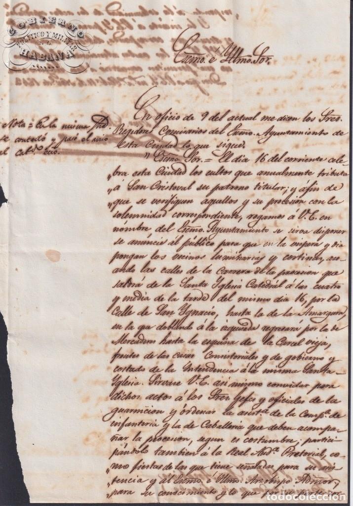Manuscritos antiguos: BE762 CUBA SPAIN 1844 SIGNED CAPTAIN GENERAL O&acute;DONNELL RELIGIOUS PROCESSION. - Foto 4