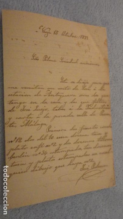 Ancient Manuscripts: ANTIGUA CARTA.CERAMICA PICKMAN CIA.SEVILLA-JOSE PALMA.NERJA MALAGA 1899