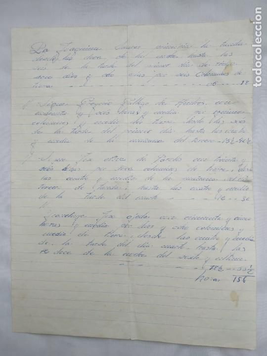 Ancient Manuscripts: MANUSCRITO REPARTO TANDAS DE RIEGO - TURNOS HORAS DE AGUA - YESTE - ALBACETE