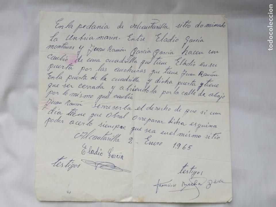 Ancient Manuscripts: MANUSCRITO CAMBIO TIERRAS - TERRENO - ALCANTARILLA - YESTE ALBACETE - 1965