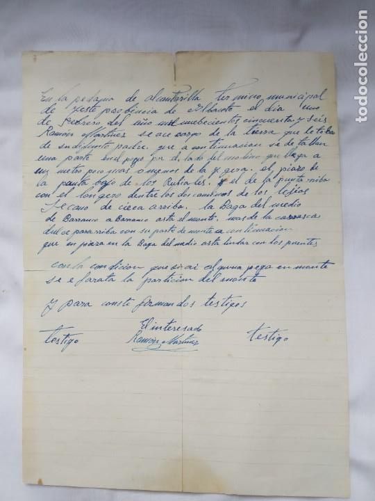 Ancient Manuscripts: MANUSCRITO RECONOCIMIENTO HERENCIA - ALCANTARILLA - YESTE ALBACETE - 1956