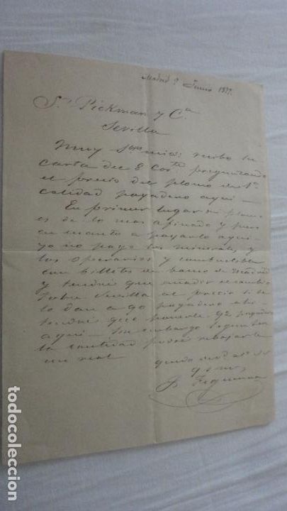 Ancient Manuscripts: ANTIGUA CARTA.CERAMICA PICKMAN CIA.SEVILLA-IGNACIO FIGUEROA.MADRID 1877