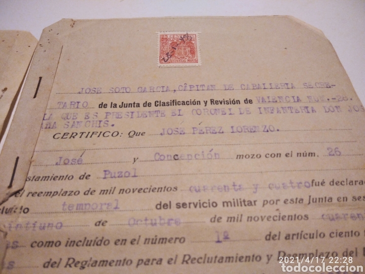 Manuscritos antiguos: Ej&eacute;rcito Espa&ntilde;ol reemplazo 1944,Puzol - Foto 3