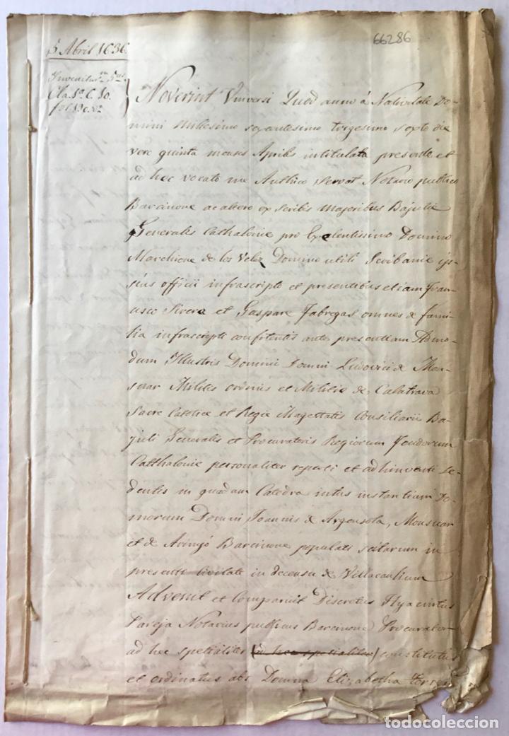 Manuscritos antiguos: [SUCCESSI&Oacute; DEL CASTELL I TERME DALMENAR. LLEIDA.] - [Manuscrits.] - Foto 3