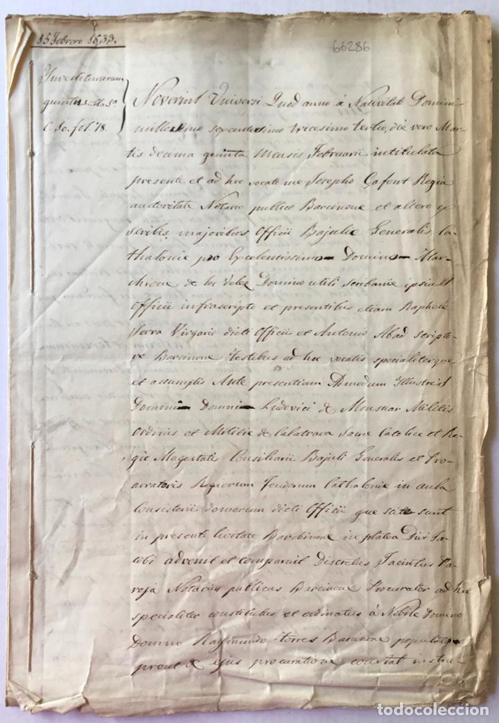 Manuscritos antiguos: [SUCCESSI&Oacute; DEL CASTELL I TERME DALMENAR. LLEIDA.] - [Manuscrits.] - Foto 1