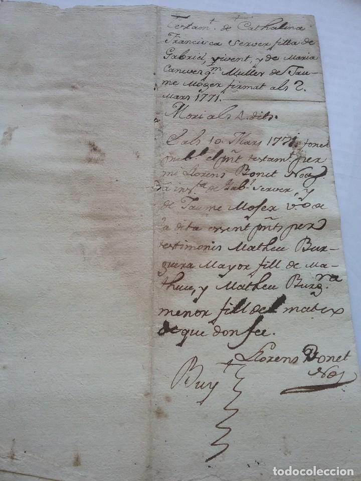 Manuscritos antiguos: ManuscritoTestamento de Catharina Servera. 2 marzo 1771 (421-4) - Foto 1