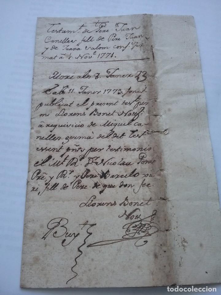 Manuscritos antiguos: Manuscrito.testamento a&ntilde;o 1771 (421-2) - Foto 1