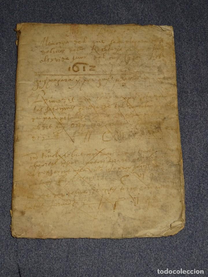 Manuscritos antigos: (M16) LIBRO MANUSCRITO DEL A&Ntilde;O 1612 - LIBRO DE CUENTAS EN CATALAN, 26 PAG,15,5X22CM