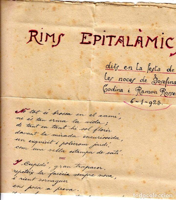 Manoscritti antichi: Daniel Forns i Carreras - Rims Epital&agrave;mics - Manuscrit i Signat - 06.01.1925 - 480x22mm.