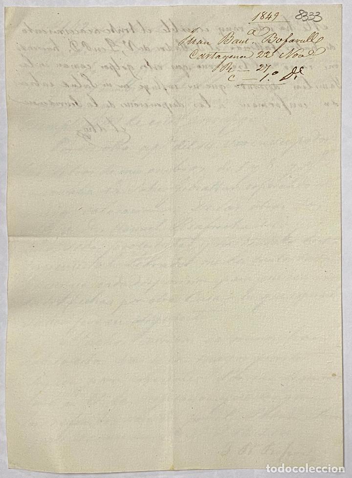 Manuscritos antiguos: JUAN BAUTISTA BOFARUL. 1849. CADIZ. - Foto 2