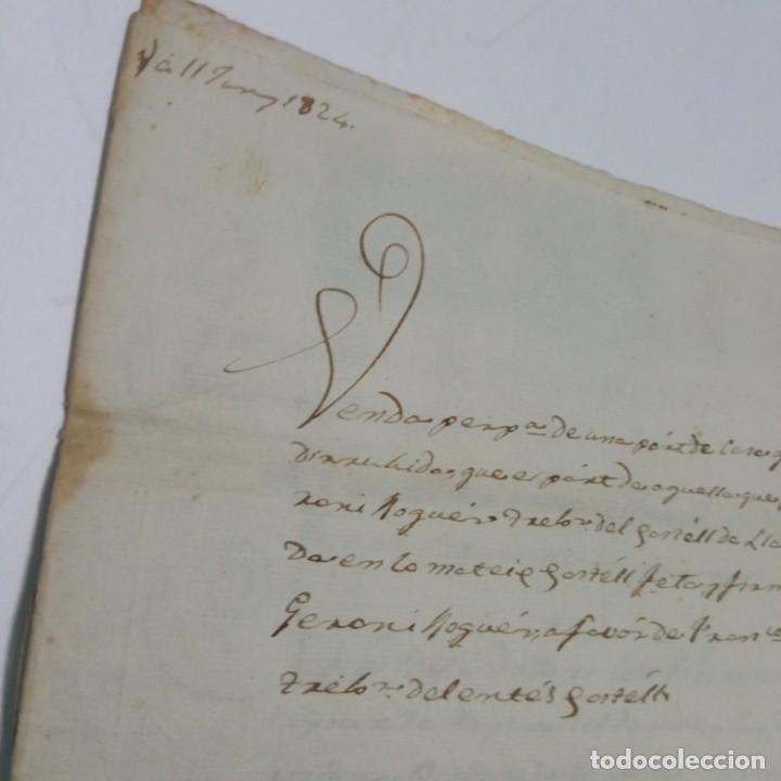 Manuscritos antiguos: documento manuscrito de venta con sello 4&ordm;, 40 maracedis, a&ntilde;o 1824 - Foto 2