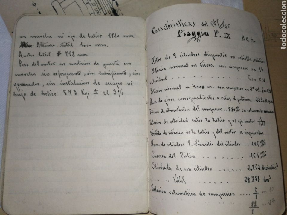 Manuscritos antiguos: MEC&Aacute;NICO AVIONES EJERCITO DEL AIRE,A&Ntilde;OS 40,LIBRETA MANUSCRITA. - Foto 4