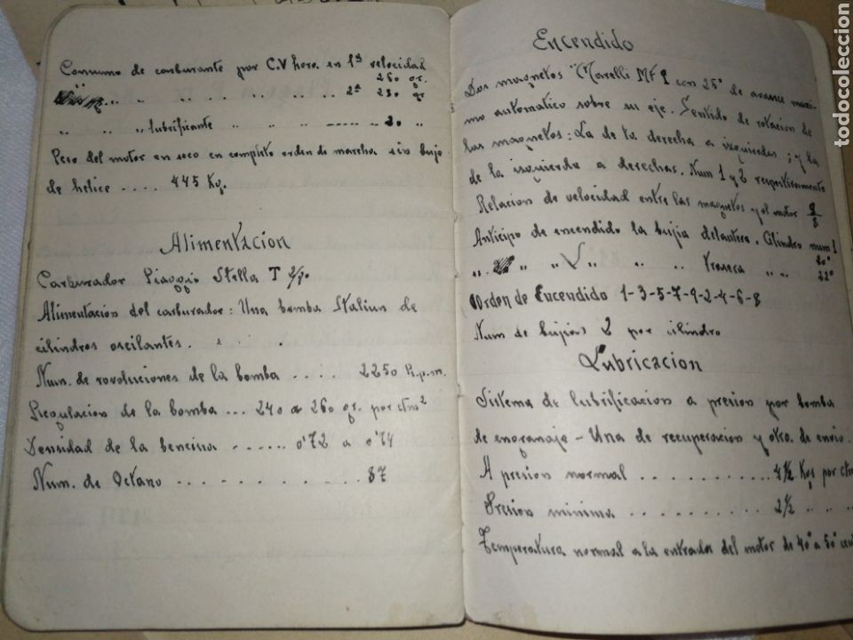 Manuscritos antiguos: MEC&Aacute;NICO AVIONES EJERCITO DEL AIRE,A&Ntilde;OS 40,LIBRETA MANUSCRITA. - Foto 5