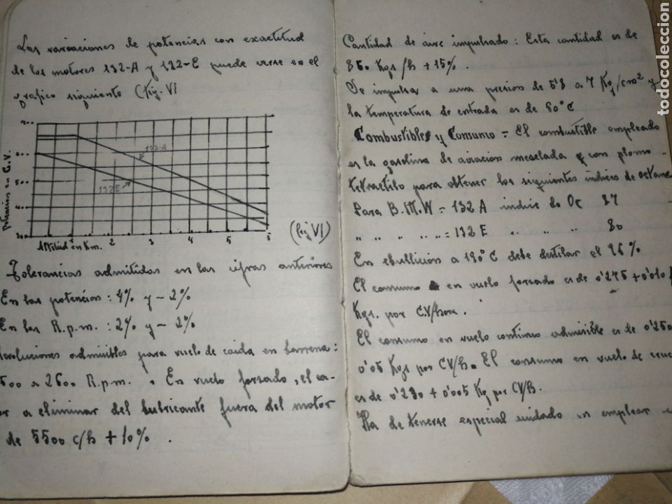 Manuscritos antiguos: MEC&Aacute;NICO AVIONES EJERCITO DEL AIRE,A&Ntilde;OS 40,LIBRETA MANUSCRITA. - Foto 6