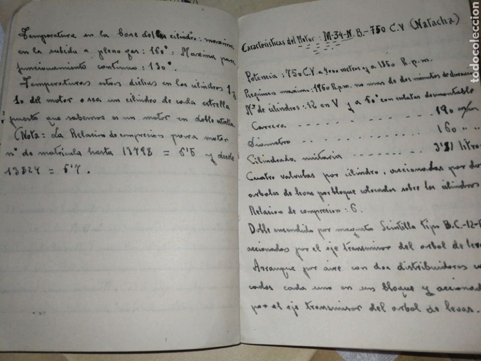 Manuscritos antiguos: MEC&Aacute;NICO AVIONES EJERCITO DEL AIRE,A&Ntilde;OS 40,LIBRETA MANUSCRITA. - Foto 7