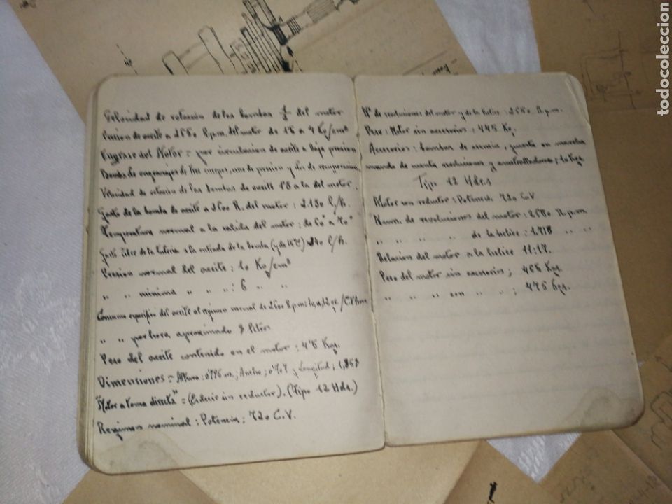Manuscritos antiguos: MEC&Aacute;NICO AVIONES EJERCITO DEL AIRE,A&Ntilde;OS 40,LIBRETA MANUSCRITA. - Foto 8