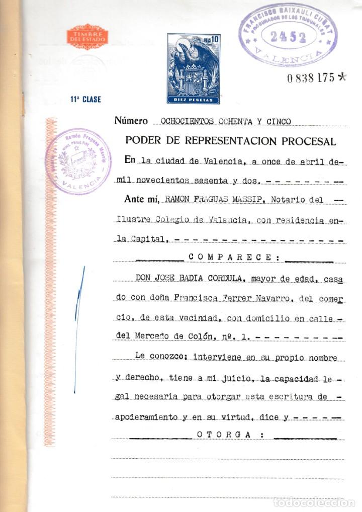 Manuscritos antiguos: 1962 VALENCIA NOTARIA RAMON FRAGUAS MASSIP ESCRITURA DE PODER - Foto 1