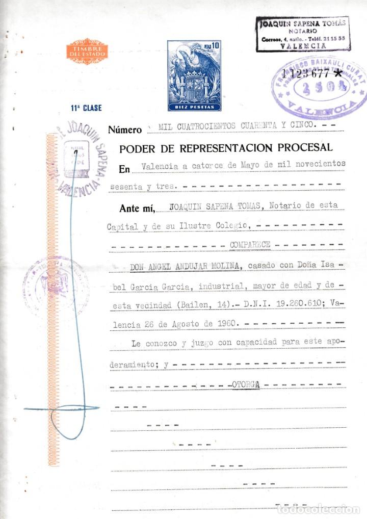 Manuscritos antiguos: 1963 VALENCIA NOTARIA JOAQUIN SOPENA TOMAS ESCRITURA DE PODER - Foto 1