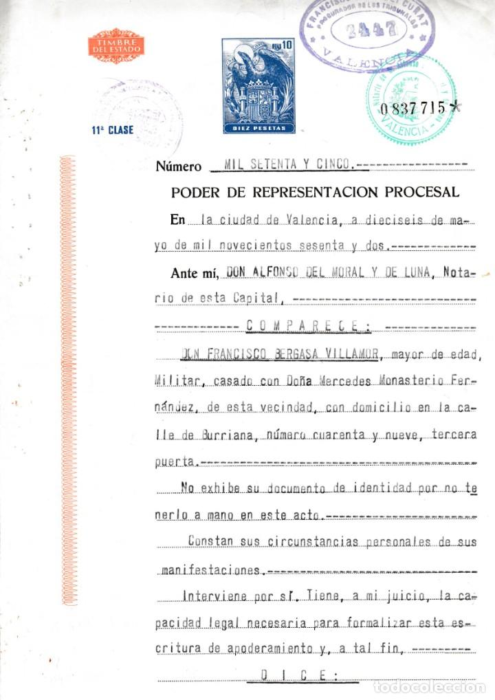 Manuscritos antiguos: 1962 VALENCIA NOTARIA ALFONSO DEL MORAL Y LUNA ESCRITURA DE PODER. - Foto 1
