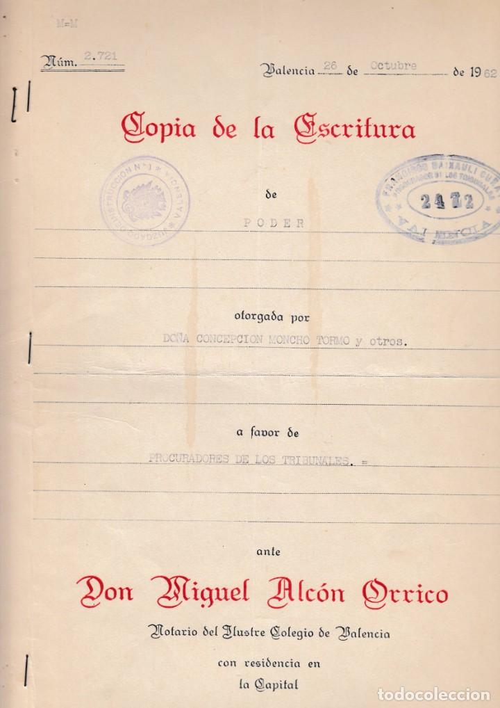 Manuscritos antiguos: 1962 VALENCIA NOTARIA MIGUEL ALCON ORRICO ESCRITURA DE PODER. - Foto 1
