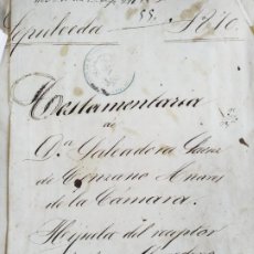 Manuscritos antiguos: MANUSCRITO S SAENZ CENZANO RELIGIOSA CHAMARTIN A CAMARA 1810 ( ROA, SAN MARTÍN RUBIALES ). Lote 265799344