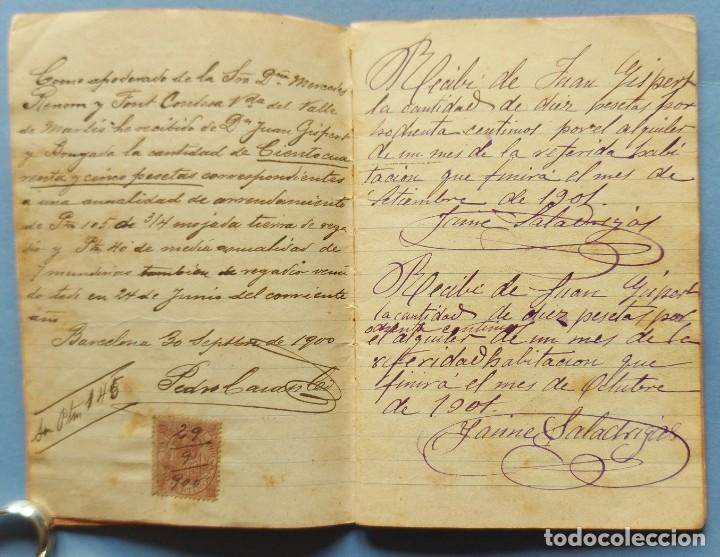 Manuscritos antiguos: BADALONA, LIBRETA DE ARRENDAMIENTOS, 1897 - 1904. - Foto 3