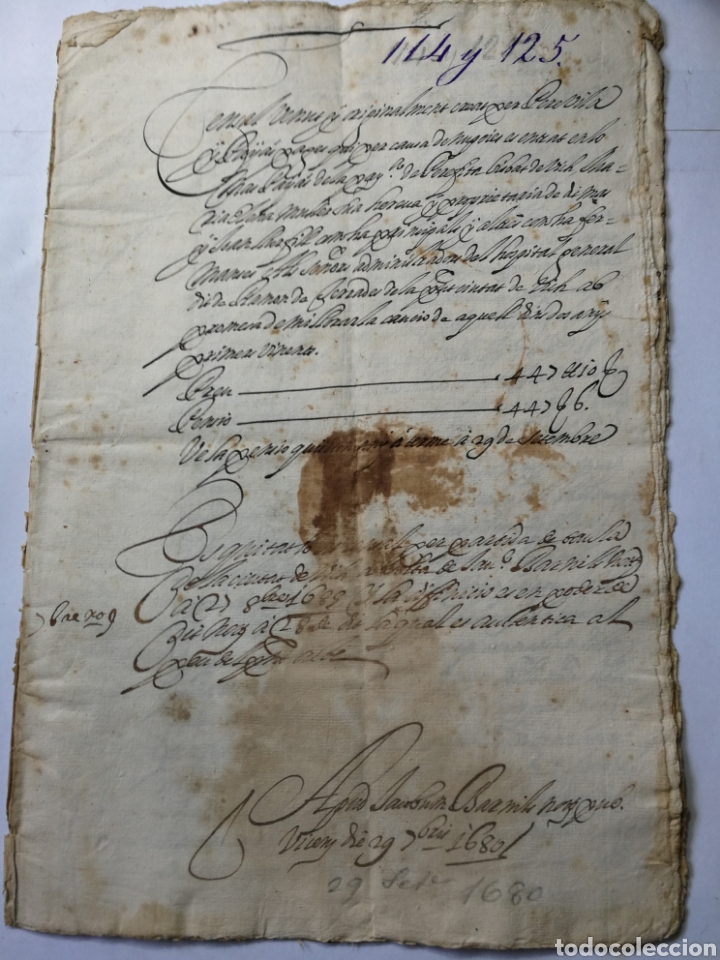 Manuscritos antiguos: documento escrito a mano , manuscrito 1680. documento censal - Foto 1