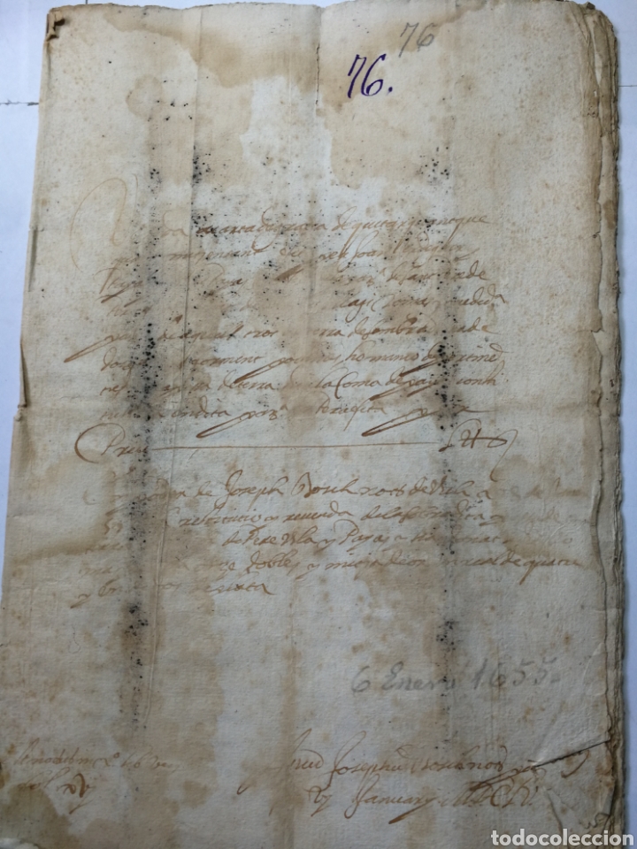 Manuscritos antiguos: documento escrito a mano , manuscrito 1655 - Foto 6