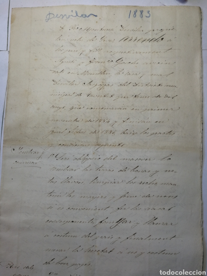 Manuscritos antigos: documento escrito a mano , manuscrito 1883