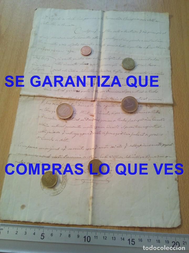 Alte Manuskripte: MANUSCRITO SALINILLAS DE BURADON 1877 FE DE BAUTIZO DOCUMENTO SELLO PARROQUIA E10