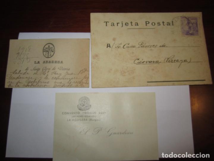 Alte Manuskripte: 3 TARJETAS CONVENTO DOMUS DEI -LA AGUILERA BURGOS --SANTA CLARA DE VITORIA -CIERVANA