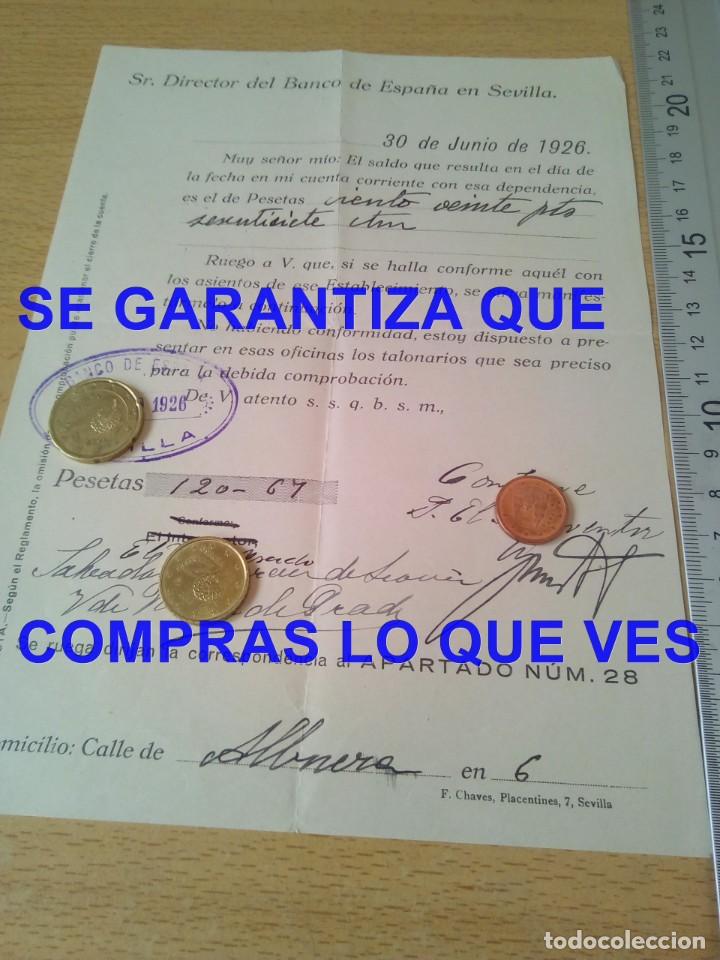 Alte Manuskripte: 1926 SEVILLA BANCO DE ESPA&Ntilde;A GARCIA DE LEANIZ NU&Ntilde;EZ DE PRADO DOCUMENTO E15