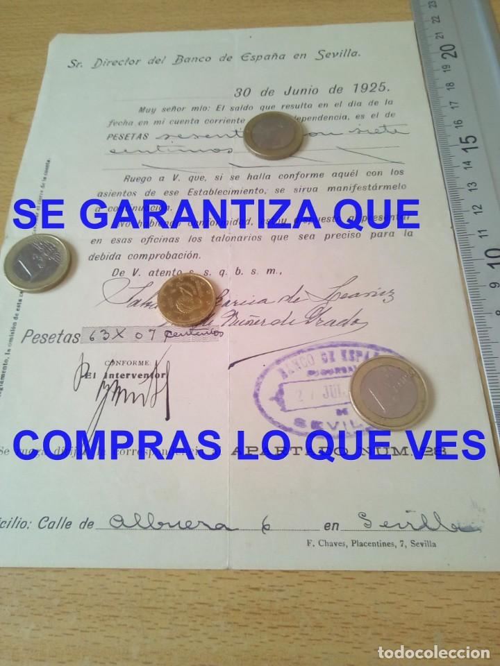 Alte Manuskripte: 1925 SEVILLA BANCO DE ESPA&Ntilde;A GARCIA DE LEANIZ NU&Ntilde;EZ DE PRADO DOCUMENTO E15