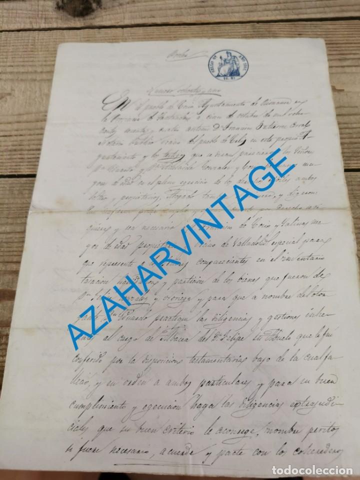 Manuscritos antiguos: VALLE DE CABUERNIGA, 1864, PODER PARA LIQUIDACION TESTAMENTARIA, SELLO NOTARIAL, 4 PAGINAS - Foto 1