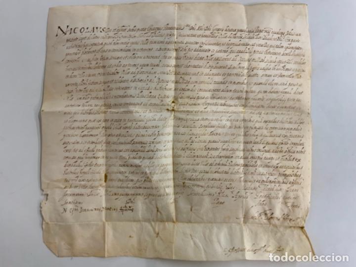 Manuscritos antigos: Magn&iacute;fico PERGAMINO EN PIEL, manuscrito, antiguo. A&Ntilde;O 1574 - EN LAT&Iacute;N. Original. Villa de Borox.
