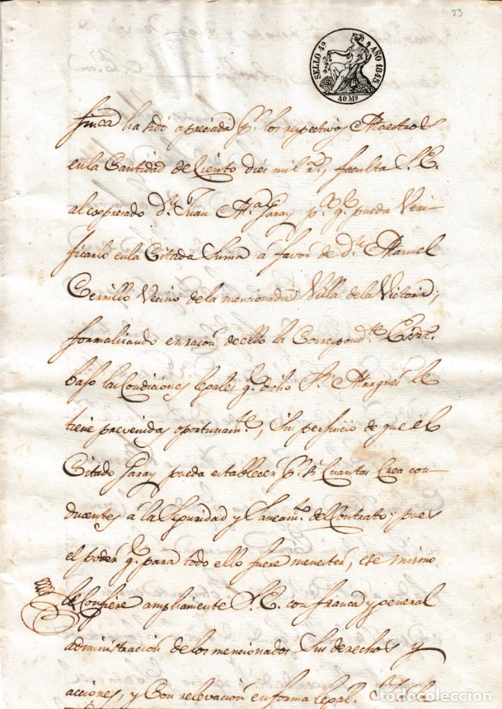 Manuscritos antiguos: 1845 ISABEL II DOCUMENTO MANUSCRITO, PAPEL SELLADO FISCAL SELLO 4&ordm;. STAMPED PAPER, MANUSCRIPT
