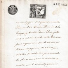 Manuscritos antiguos: 1892 SELLO FISCAL 12º 75 CTS DOCUMENTO MANUSCRITO PAPEL SELLADO. TIMBROLOGIA