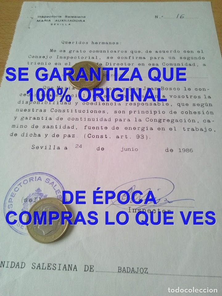 Manoscritti antichi: CASA SALESIANA BADAJOZ NOMBRAMIENTO DIRECTOR 2&ordm; TRIENIO JUSTO GONZALEZ MARTIN 1983 U49