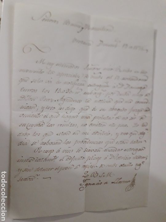 Manoscritti antichi: LA OROTAVA. TENERIFE.CANARIAS.MISIVA.CARTA.BRUCE HAMILTON.1838.IGNACIO DE LLARENA.