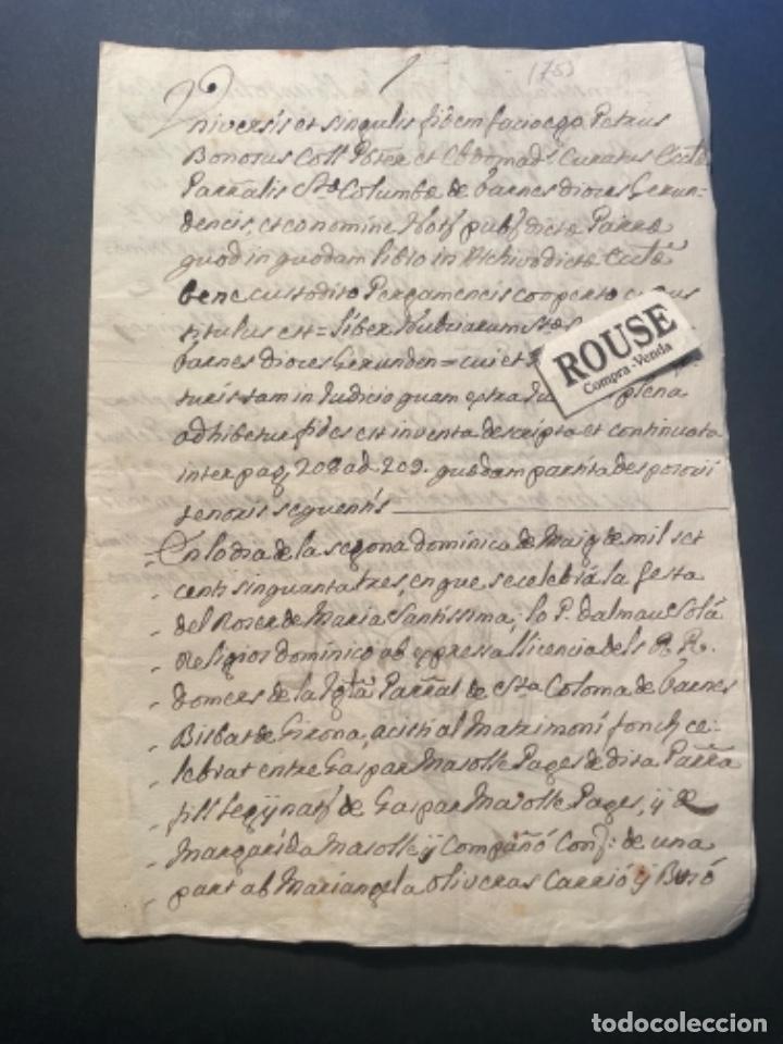 Manoscritti antichi: SANTA COLOMA DE FARNES - ANTIGUO DOCUMENTO MANUSCRITO 1753 - 4 PAG.