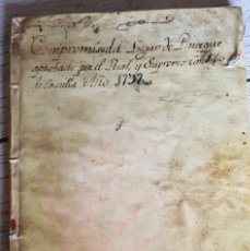 Manuscritos antiguos: ANTIGUO DOCUMENTO AÑO 1796 COMPROMISO PINSEQUE - ARAGON ZARAGOZA CARLOS IV CONDESA ATARES