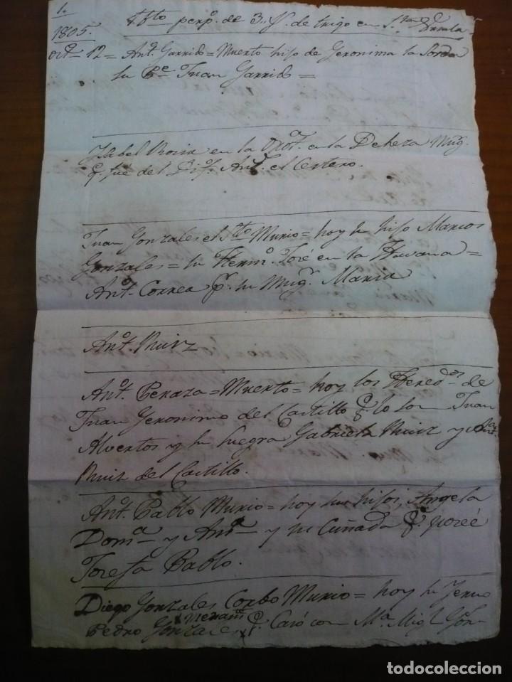 Manoscritti antichi: MANUSCRITO FALLECIDOS SANTA URSULA,1805. TENERIFE. CANARIAS.42&acute;5 CM X 31 CM.PAPEL HILO