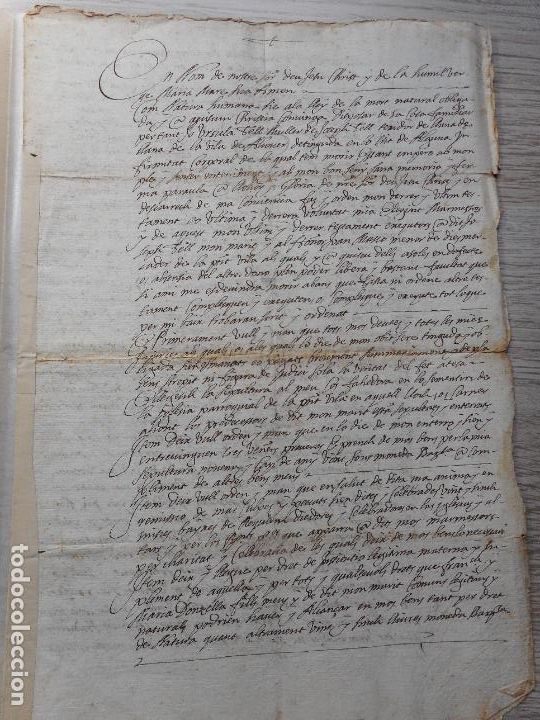 Manoscritti antichi: ANTIGUO MANUSCRITO.ESCRITURA.URSULA TELL.JOSEPH TELL.VILLA DE ALCOVER.TARRAGONA 1661