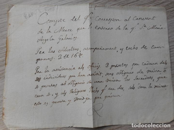 Manoscritti antichi: ANTIGUO RECIBO MANUSCRITO.CONVENTO DE LA MERC&Eacute;.BARCELONA? SIGLO XVIII. MARIA ANGELA GALANAS