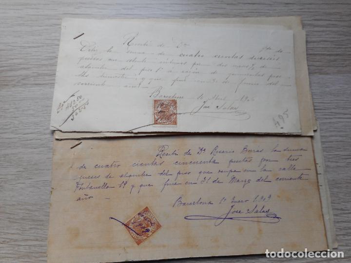 Manoscritti antichi: ANTIGUOS CONJUNTOS DE RECIBOS DE PAGO.ROSARIO BORRAS.VIUDA DE ORTIZ.BARCELONA 1906-1912